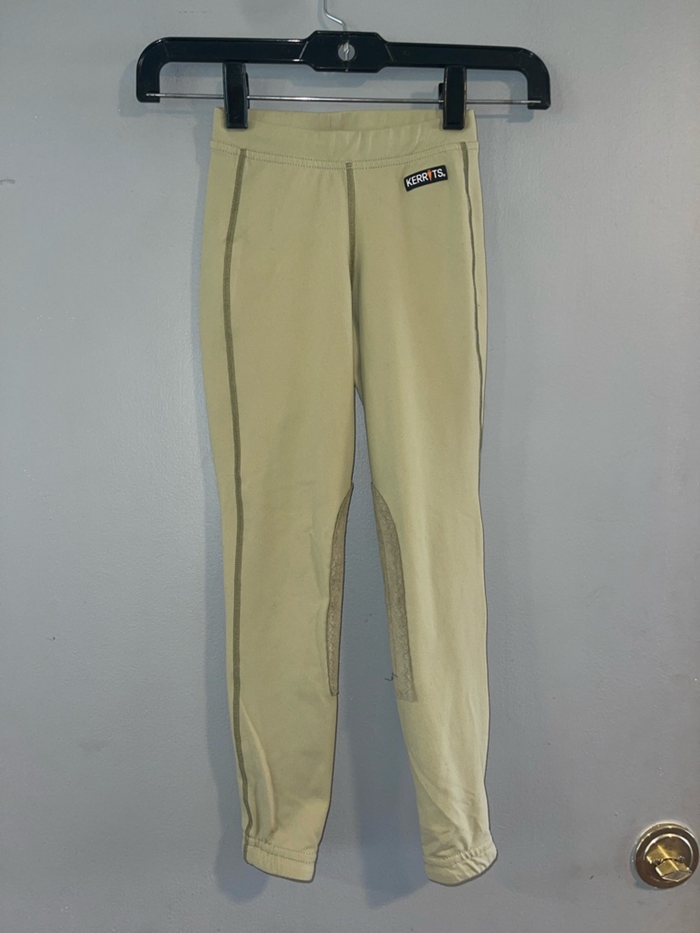 Kerrits Kids Performance Knee Patch Riding Tight Green Tan Size XS
